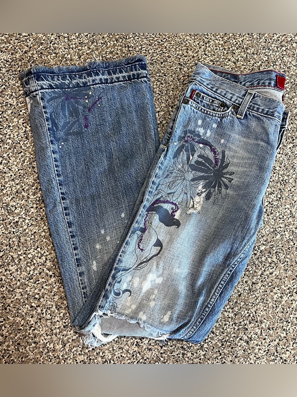 Vintage Hollister Y2K Low Rise Distressed Flare Jeans size 7 Regular